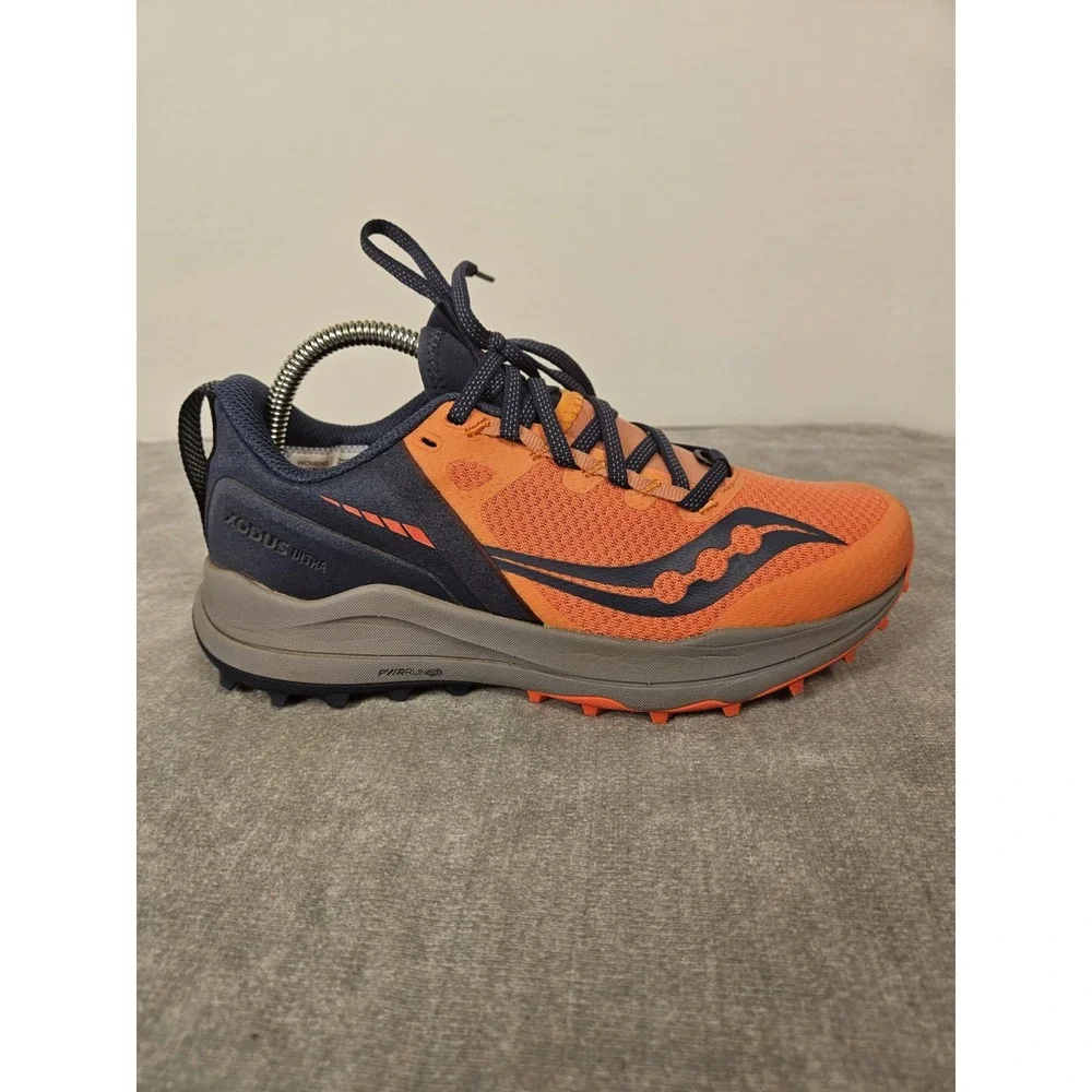 Saucony Xodus Ultra Womens 7 Orange Navy Trail Running Shoes S10734-16 PWRRUN PB